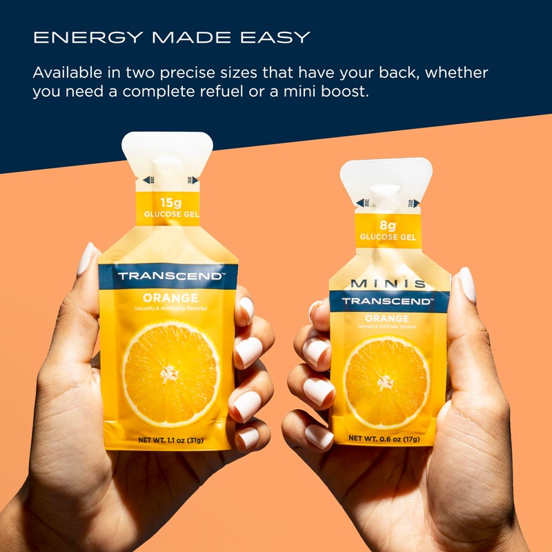 Transcend Foods Orange Gel (1.1 oz, Pack of 10) Fast-Acting