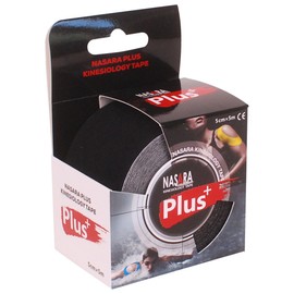 Nasara Plus Kinesiology Tape for Athletes, 5 cm x 5 m, Black