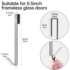 Linone 10 in Shower Door Hooks, Towel Hooks for Bathrooms, Shower Hooks for Towels, Heavy Duty Drilling-Free Extended Over Door Towel Hooks for Frameless Glass Shower Door, 3 Pack