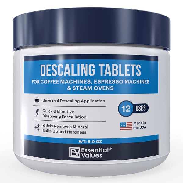 Coffee Cleaner Descaling Tablets - 12 Count Descaler Coffee Machine - For Jura, Miele, Bosch, Tassimo Espresso Machines and Miele Steam Ovens by Essential Values