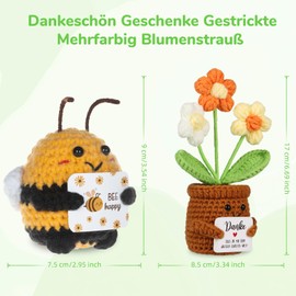 WenmthG Thank You Gift Positive Multicoloured Flower and Pocket Hug Bee, Positive Potato German Lucky Charm Small Thank You Gift Pack of 2