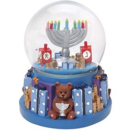Amazing Chanukka Rotating Musical Snow Globe with Menorah