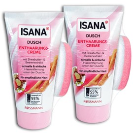 Isana Shower Hair Removal Cream with Sponge 2 x 150 ml Pack of 2