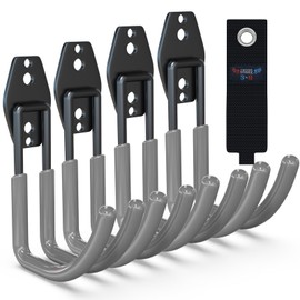 3-H Garden Hose Holder Wall Mount 4 Pack,Solid Steel Hose Hanger,Water Hose Holders for Outside,Perfect for Hanging Outdoor Air Hose,Ropes,Pipes,Garden Tools,Ladders,Bikes,Bulk Items(Gray)