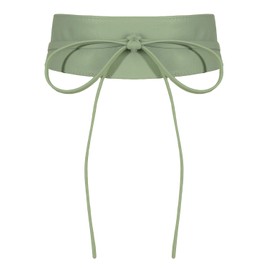 Malito - Women's Waist Belt Made of 100% Soft Genuine Leather - One Size Tie Belt with Adjustable Waist Band - Wide Wrap Belt with Bow - Waist Belt G100, Jade Green