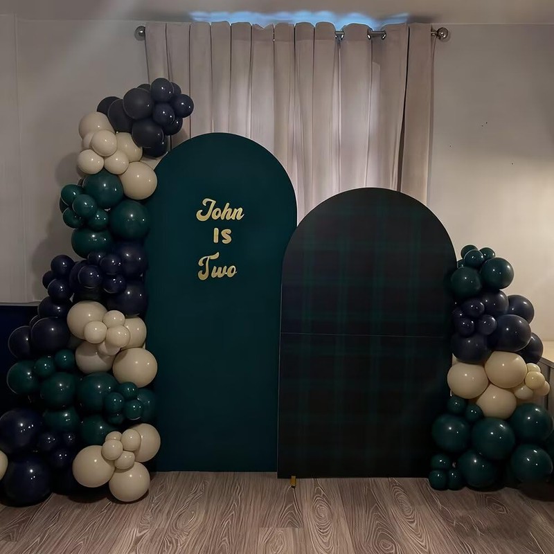 Aerdce Set of 2 (7.2ft, 6ft) Tartan Plaids Arch Backdrop