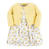 Luvable Friends - Vestido y cárdigan para niñas, Amarillo Floral,