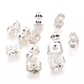 Beads Direct USA Stainless Steel Ear Nuts, Earring Backs, Silver, 5x3.5x2.5mm, Hole: 0.8mm 20pcs