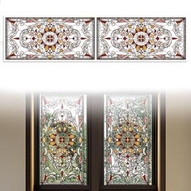 Peacoblue Window Static Cling Decal Sticker Double-Sided for Large Glass Window, 1 Sheet Vintage Border Pattern 120 x 30cm Waterproof Removable Window Decal for Home Office Classroom Decoration