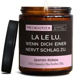 Lustige Duftkerze mit asozialem Spruch | Handgemacht aus Sojawachs | In Geschenkbox | Gast Geschenk Freundschaft Kumpel Papa Partner Schwester BFF Deko schlechte Laune |Jasmin-Kokos