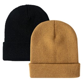 ZOORON 1&2 Pack Beanie for Men Women Slouchy Beanie Hats Winter Knit Caps Soft Ski Hat Unisex