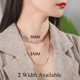 FindChic Women's Choker Snake Chain Necklace 32 cm 38 cm 46 cm Choker Necklace in Silver Gold-Plated Rose, Gold, Black Jewellery Box for Mum, Girlfriend, Model
