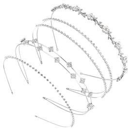 Larrel 4 Pcs Rhinestone Headband for Women, Sparkly Glitter Rhinestone Silver Metal Headbands Tiara Crown Head Band Wedding Hair Crowns for Women Girls Gifts