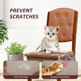 SIWUTIAO 4 Pack Plastic Chair Covers for Dining Room,W18*D17 Inches Clear PVC Kitchen Chair Seat Protectors (4, W18 * D17 * H6 inches)