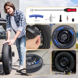 HTOMT 14.5" Tire Spoon Kit, 26pcs Tire Changing Tool for Motorcycle Dirt Bike Lawn Tractor Bicycle, Motorcycle Tire Changer Tire Removal Tool with 3pcs Rim Covers 6pcs Valve Tool Valve Cores