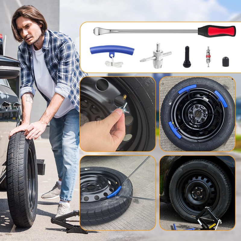 HTOMT 14.5" Tire Spoon Kit, 26pcs Tire Changing Tool for