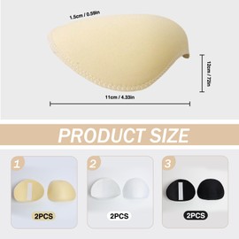 3 Pairs Foam Shoulder Pads, Sewing Shoulder Pads for Women, Shoulder Pads for Sewing, Versatile Shoulder Pads for Blazers, Coats and Clothes, Black, Nude and White
