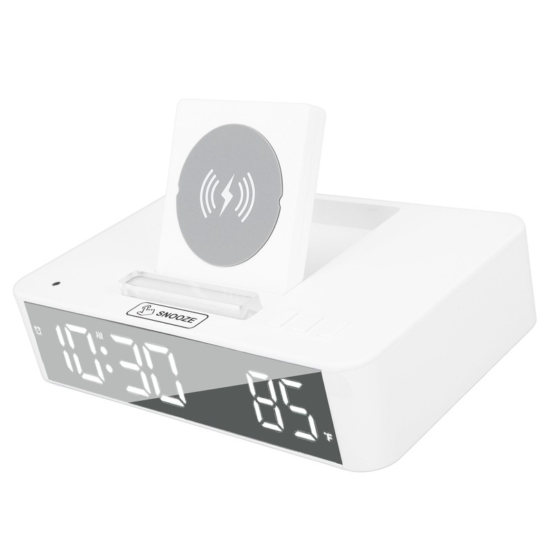 10W Digital Alarm Clock One Button Lifting LED Mirror Electronic