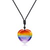 JSDDE Chakra Necklace Heart Gemstone Pendant Necklace Healing Stone Chain