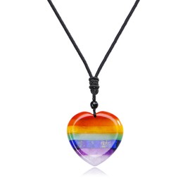 JSDDE Chakra Necklace Heart Gemstone Pendant Necklace Healing Stone Chain Worry Stone Pendant Amulet Chain Lucky Charm Jewellery for Men and Women, Gemstone, No Gemstone