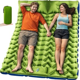 Oramoose Double Sleeping Pad, Ultralight 4in Extra-Thick for 2 Person with Built-in Pillow & Foot Pump Sleep Mat, Compact Inflatable Camping Mat for Backpacking Hiking Travel Tent Camp Gear Gifts