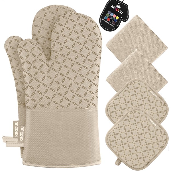 KEGOUU Oven Mitts and Pot Holders 6pcs Set, Kitchen Oven
