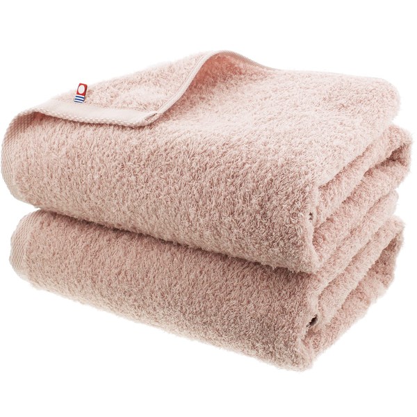 Imabari Factory Certified Imabari Bath Towels, Made in Japan, Approx. 47.2 x 23.6 inches (120 x 60 cm), Smoky Pink, Set of 2