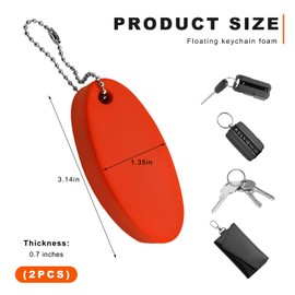 BWBWND 2 PCS Floating Keychain, Oval Foam Float Key Rings PU Rescue Tube, Key Chain for Surfing Sailing Water Sports (Orange)