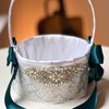 Teal and White Wedding Flower Girl Basket and Ring Bearer