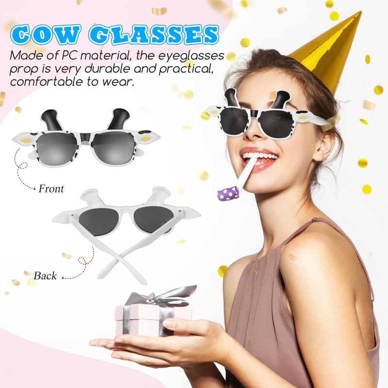Abaodam Cow Pattern Glasses, Funny Sunglasses, Cow Sunglasses, Party Goods,