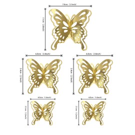 40 piezas de decoración para magdalenas de mariposa 3D dorada, tamaño mixto, decoración de mariposas huecas, decoración para cupcakes, baby shower, boda, aniversario, fiesta de cumpleaños, suministros de decoración de pared