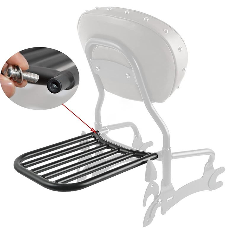 Mofun Black Backrest Sissy Bar Luggage Rack Compatible with Indian