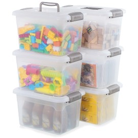 Citylife 6 Packs 8.5 QT Storage Bins with Lids Clear Plastic Bins with Grey Handle Stackable Storage Containers for Organizing
