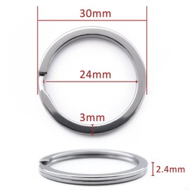 TITECOUGO 30mm KeyRings Keychain Stainless Steel Flat Split KeyRing Circular Keychain Hoops Keyring Loop Keyring Connector 10 PCS