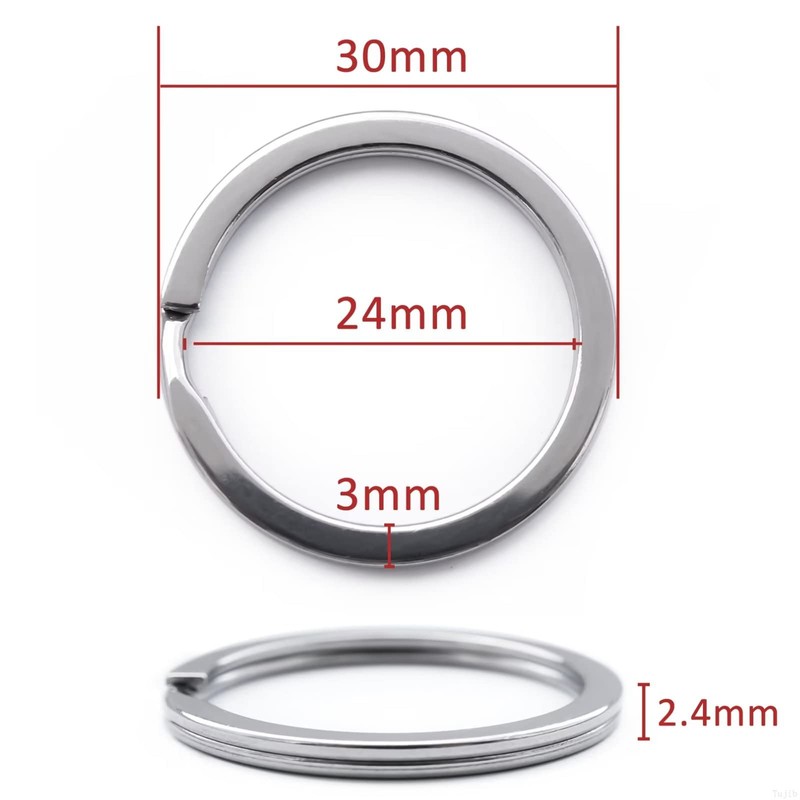 TITECOUGO 30mm KeyRings Keychain Stainless Steel Flat Split KeyRing Circular