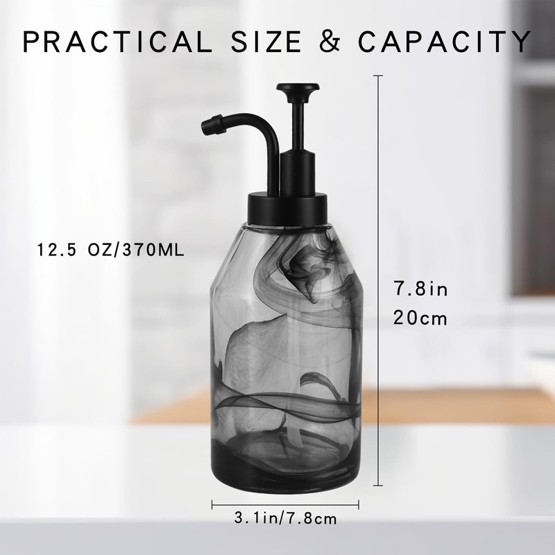 Glass Soap Dispenser for Kitchen and Bathroom Counter, Gothic Decor,12.5
