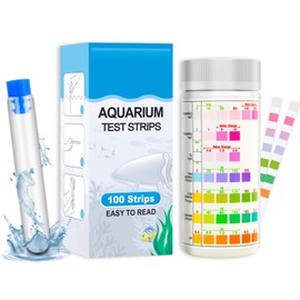 Gingersun 7 in 1 Aquarium Test Kit, Fish Tank Test Strips, 100 Strip Pack，Freshwater Aquarium Test Kit to Detect pH Nitrite Nitrate Chlorine Carbonate Total Alkalinity Hardness
