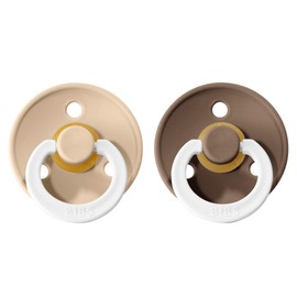 Paquete de 2 chupetes. Libre de BPA, Tetina redonda. Látex natural, Talla 1 (0-6 meses), Vanilla NIGHT/Dark Oak NIGHT