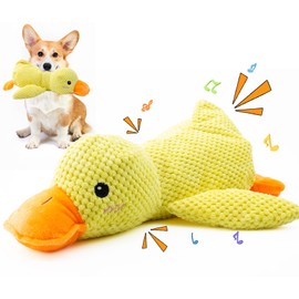 OOXYG Dog Toy Plush Squeaky Duck, 2025 Sturdy Calm Ducks for Dogs with Separation Anxiety, Duck Pillow for Sleeping, Interactive Chewing Toy Teeth Clean with Quacking Sound Anxiety Relief-(Yellow)