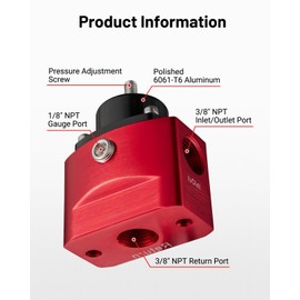 EVIL ENERGY Fuel Pressure Regulator Carburetor 4.5-9PSI Adjustable Pressure Range, 3/8" NPT Bypass Return Fuel Regulator for Carburetor with Gauge and Fitting Red