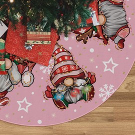 Christmas Tree Skirt Pink Tree Skirt Glitter Gnomes Snowflake Xmas Winter Tree Skirt 48 Inch for Pink Christmas Indoor Outdoor Decorations