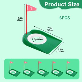 6 Pack Golf Putting Cup with Flags, Plastic Mini Golf Hole Putting Practice Aids,s Accessories for Adult Put Green,Backyard,Indoor Outdoor Practice