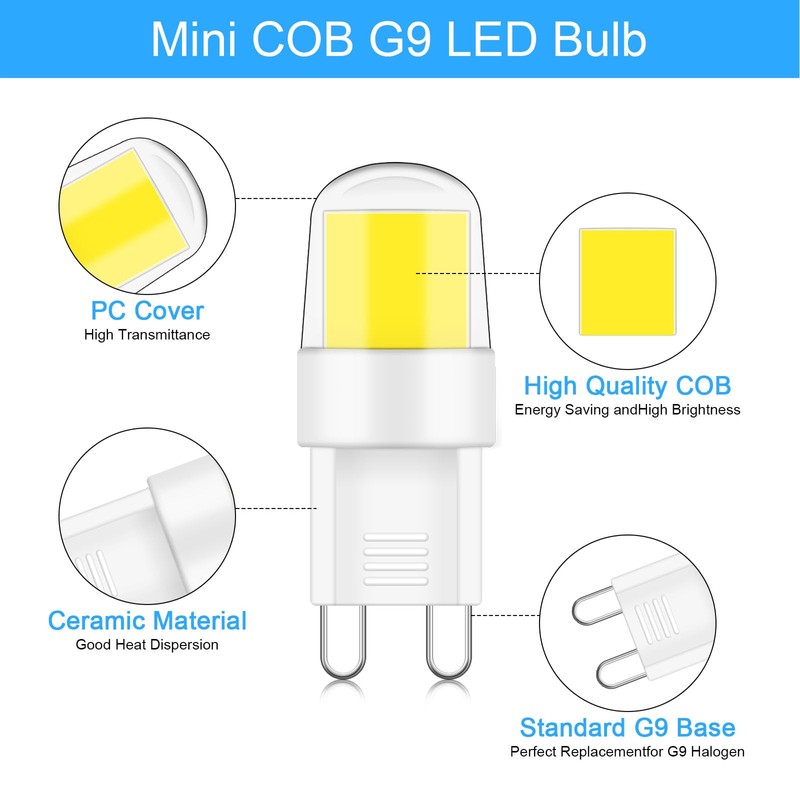 G9 LED Light Bulbs 20W 25W Halogen Equivalent 2W 2