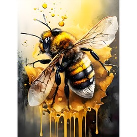 DPIDEA Diamond Painting Bee 5D Diamond Painting Bee Diamond Painting Pictures for Adults, DIY Diamond Painting Round Stones for Home Decor 30 x 40 cm