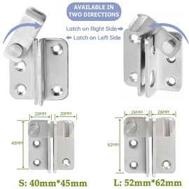 Litensh Shed Lock Flip Door Bolt Lock Gate Latch Lock Padlock Hasp for Wooden Cupboard Pet Cage Barn Cabinet Garden Bathroom Sliding Door (Silver, Right Open L)