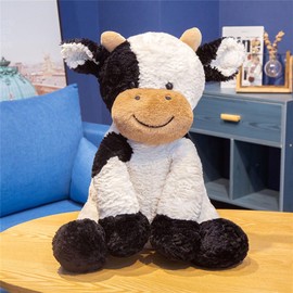Sarah Duke Cuddly Toy Cow, Black White Plush Toy, Plush Stuffed Toy, Soft Plush Cushion, Baby Toy, Cute Cuddly Toy, Cushion, Children, Boys, Girls, Gifts (25 cm)