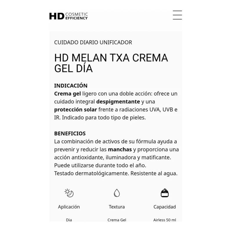 Kit De Muestras Hd Melan Txa Crema Gel Dia 50