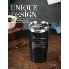 Onebttl Bridesman Insulated Stainless Steel Tumblers With Lids and Straws, Proposal Gifts for Man of Honor, Brother, Friends, Bridal Party, 20 oz, Black