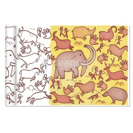 Avenue Mandarine GY079C Graffy Colour Roll, Poster Paper 90 g, Rolls 5 m x 0.35 m, Suitable for Felt and Writing Pens, 1 Piece, Prehistoric Drawings