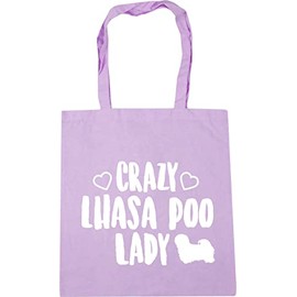 Hippowarehouse Crazy lhasa poo lady - dog Tote Shopping Gym Beach Bag 42cm x38cm, 10 litres